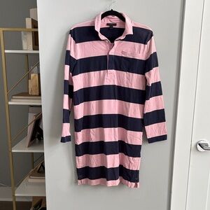 J.Crew Pink and Navy Striped Polo Dress